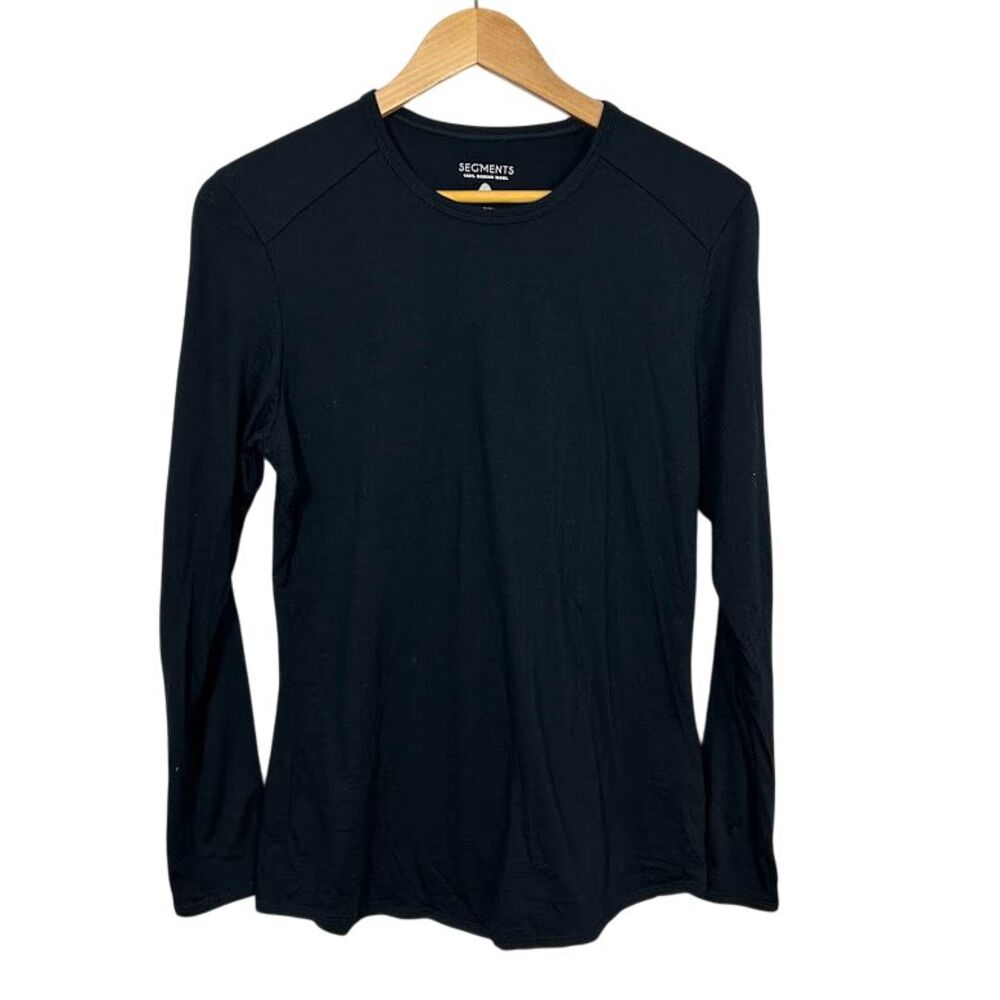Segments Merino Wool Long Sleeve Base Layer Top Womens L Black Crewneck Shirt
